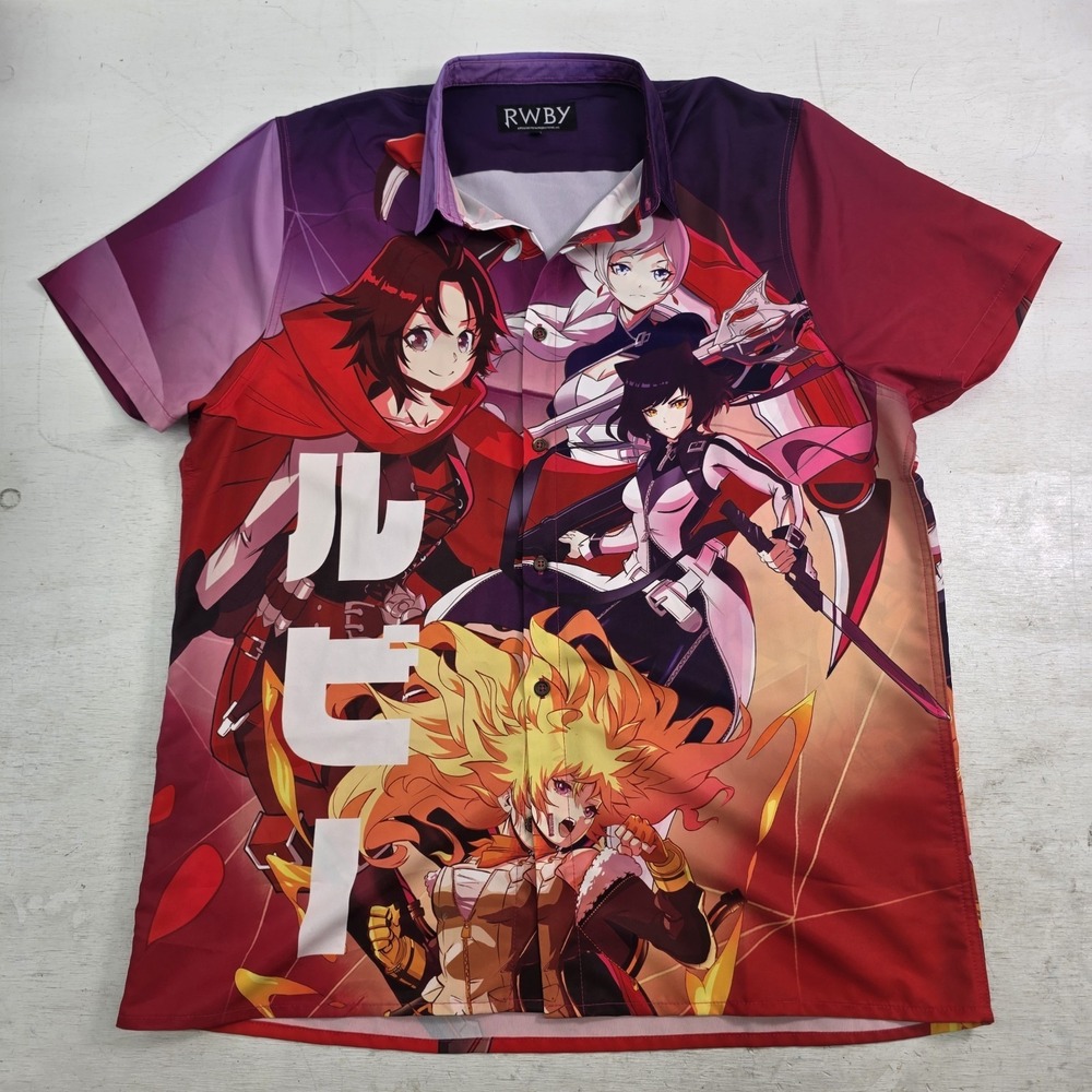 RWBY Japanese Graphic Button Down Anime‎ Shirt Rooster Teeth Men's Sz 3XL EUC